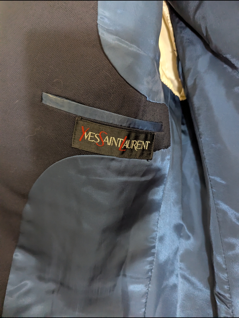 Yves Saint Laurent Navy Satin-Lined Jacket (Missing The Front Buttons)